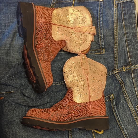 🤎🔶💥⭐Women's Ariat Fatbaby jeweled Western leather Boots size 6.5B🤎🔶💥⭐ - Picture 4 of 12